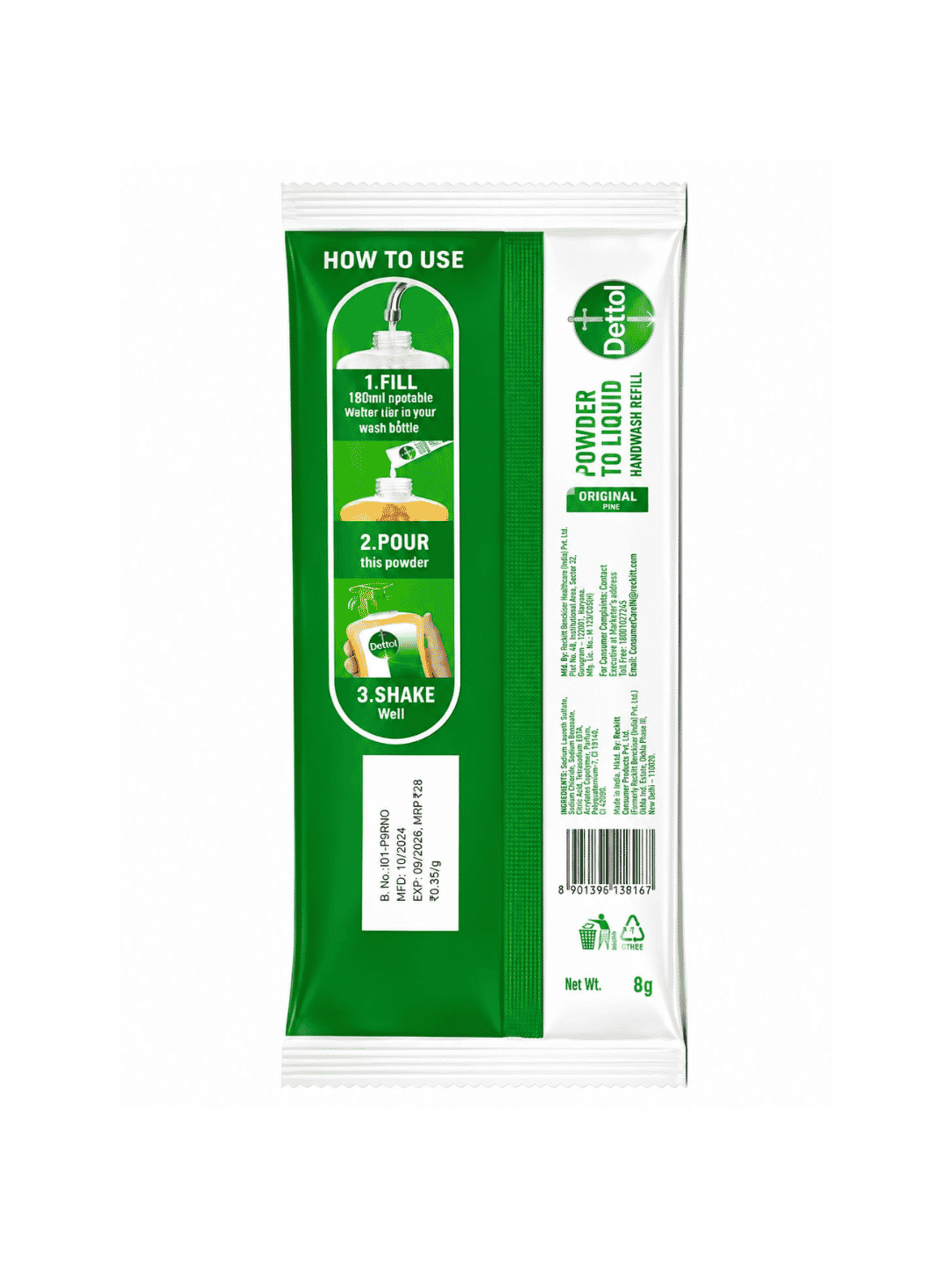 Dettol Poeder to Liquid Hand Wash (Original Pine) 8 g