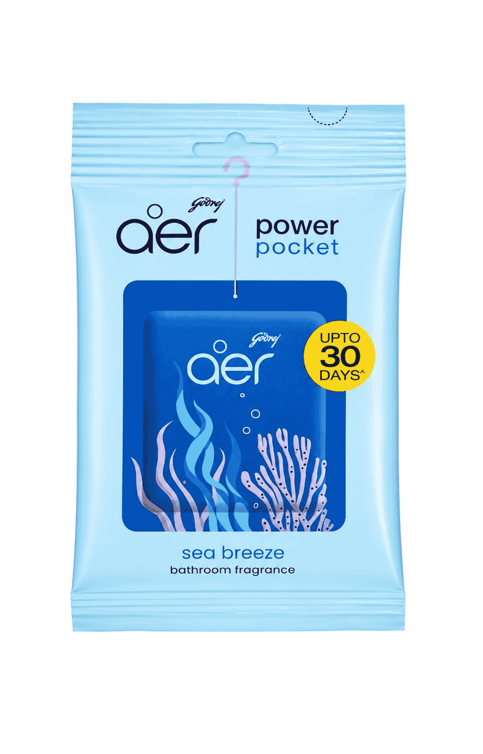 Godrej Aer Power Pocket - Long Lasting Bathroom Fragrance, Sea Breeze, 10 g