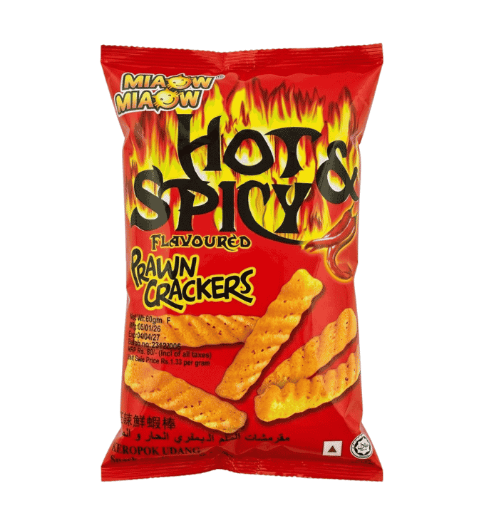 Miaow Miaow Hot & Spicy Flavoured Prawn Crackers - 60g