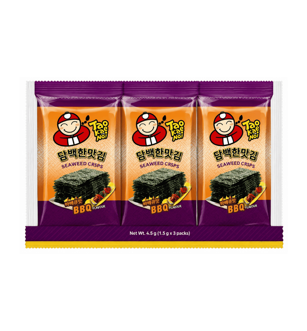Tao Kae Noi Seasoned Laver Smoked BBQ Flavor, Seaweed (4g x 3) 12g