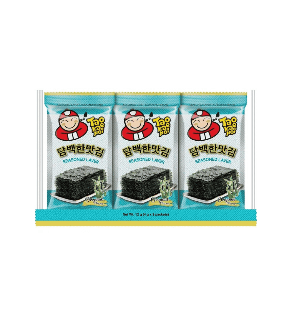 Tao Kae Noi Seasoned Laver Original Flavor, Seaweed (4g x 3) 12g
