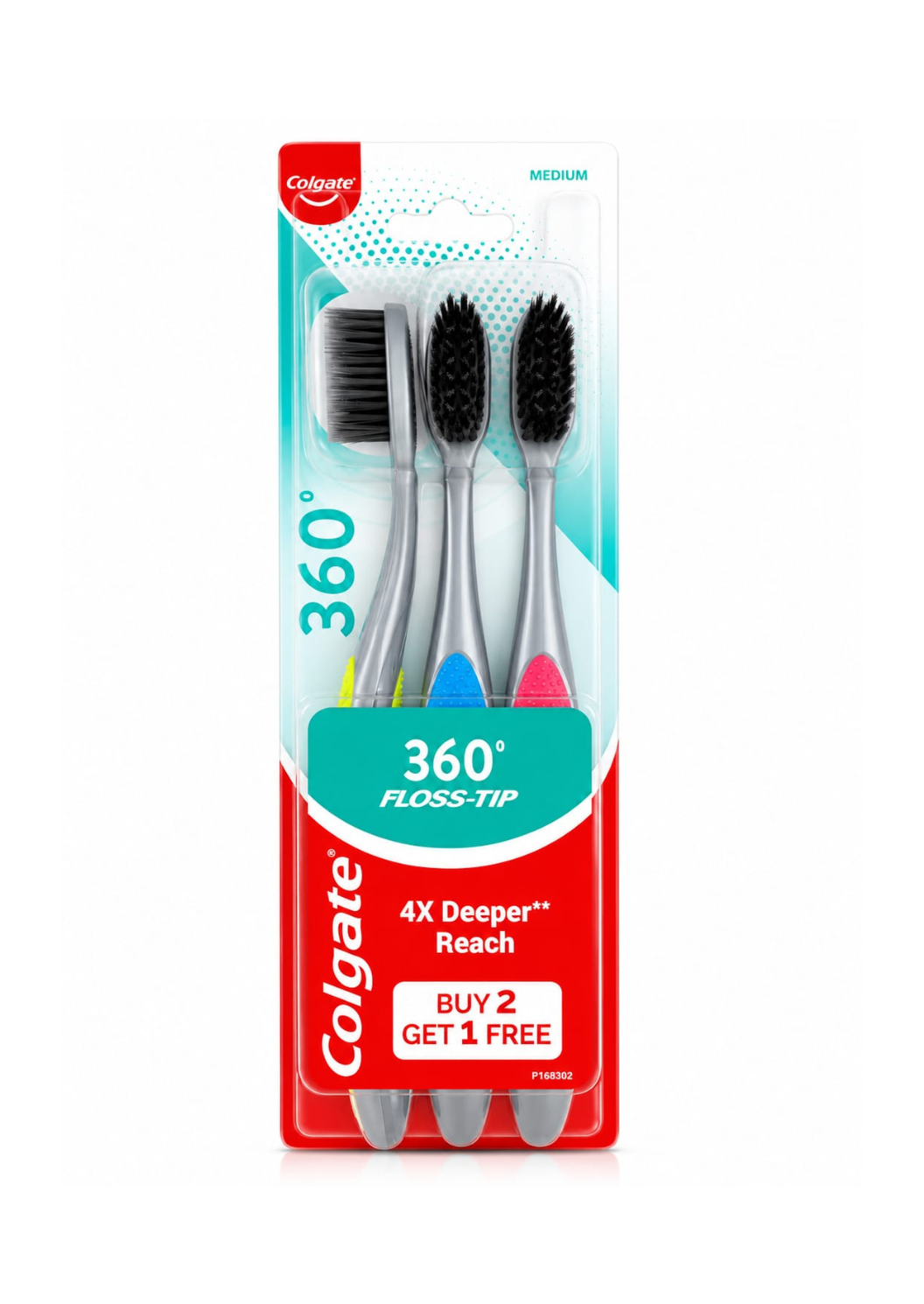 Colgate Medium 360 Floss-Tip 4X Deeper Reach (Buy 2 Get 1 Free)