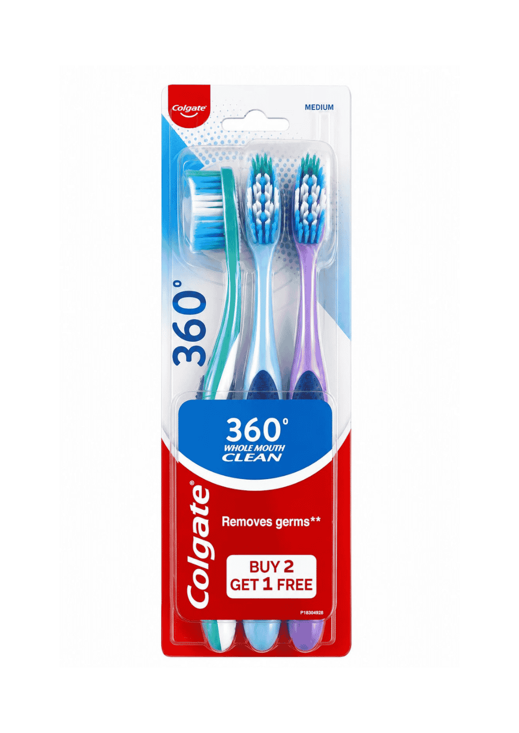 Colgate Medium 360 Whole Mouth Clean, Removes Germs (Buy 2 Get 1 Free)