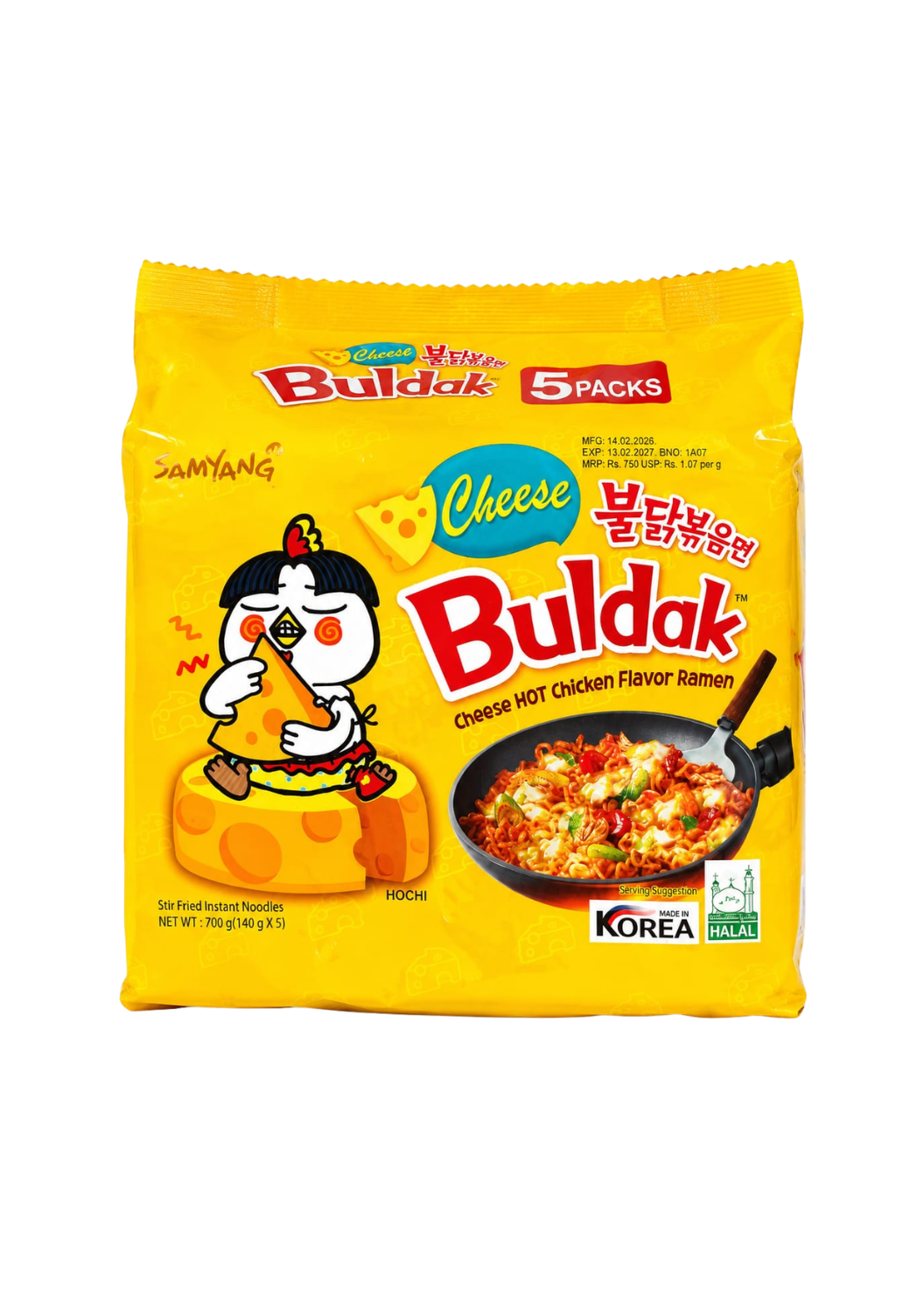 Samyang Buldak Cheese Hot Chicken Flavor Ramen, 5 Packs
