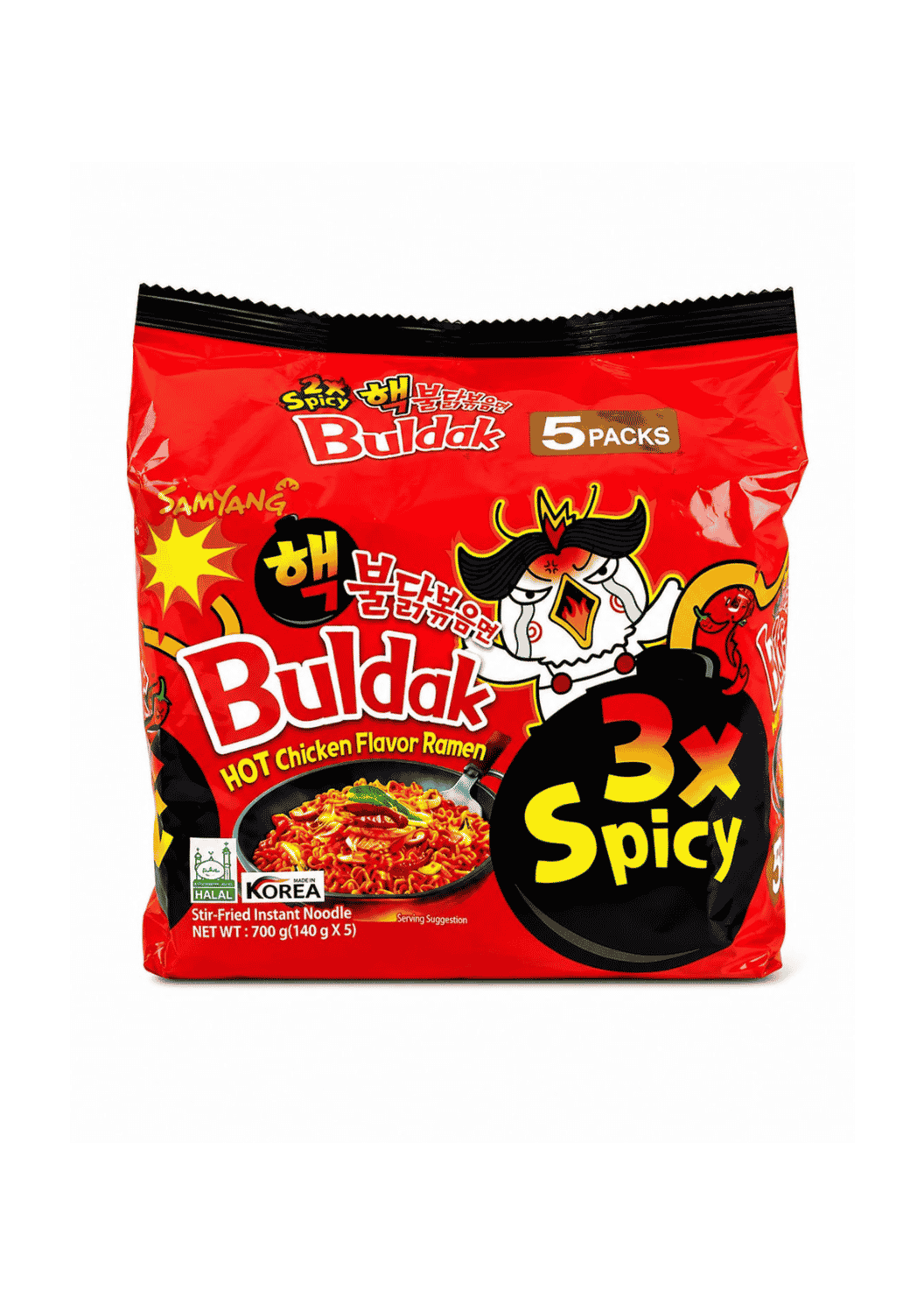 Samyang Buldak Hot Chicken Flavor Ramen 3X Spicy, 5 Packs