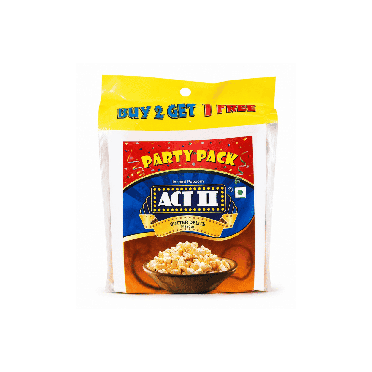 ACT II Butter Delite Flavour Instant Popcorn - Party Pack, 450 g (Buy 2 Get 1 Free)