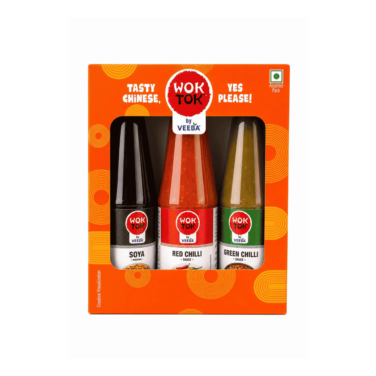 Veeba, Wok Tok, Tasty Chinese Assorted Pack (Soya, Red Chilli, Green Chilli Sauce 3-in-1) 600g
