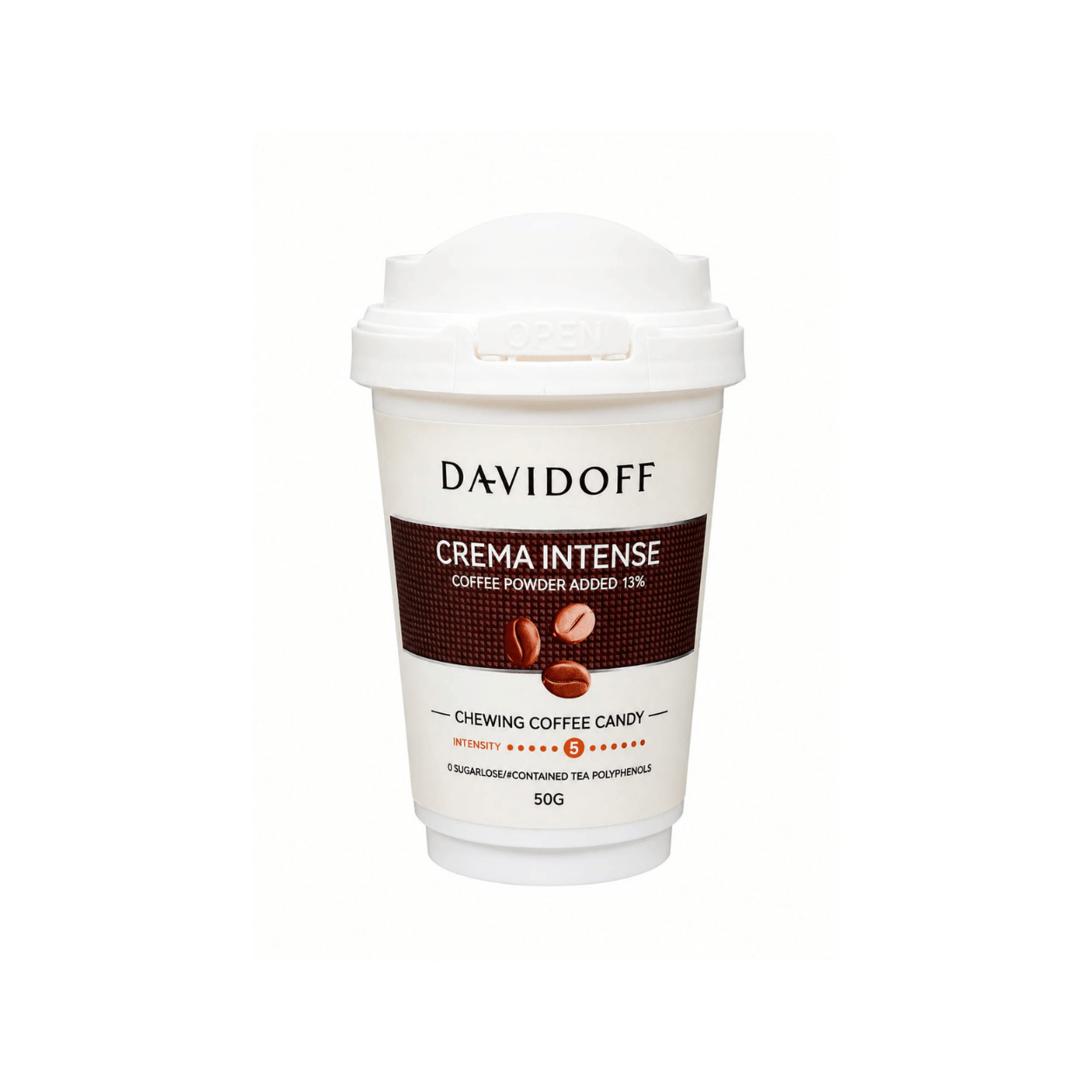Davidoff, Chewing Coffee Candy, Crema Intense Coffee Powder Added 13%, 50g