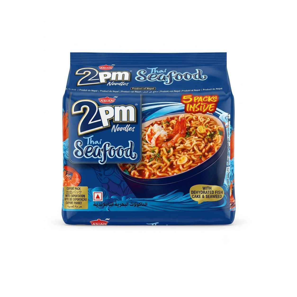 Asian 2pm Thai Seafood Noodles with Dehydrated Fish Cake & Seaweed, 5 Packs
