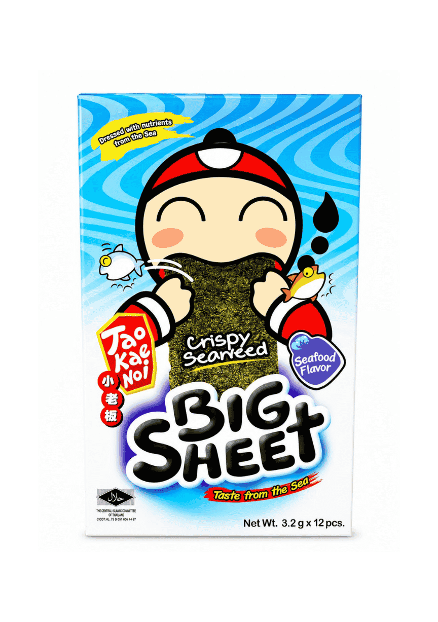 Tao Kae Noi, Crispy Seaweed, Seafood Flavor, 3.2g x 12 Pcs