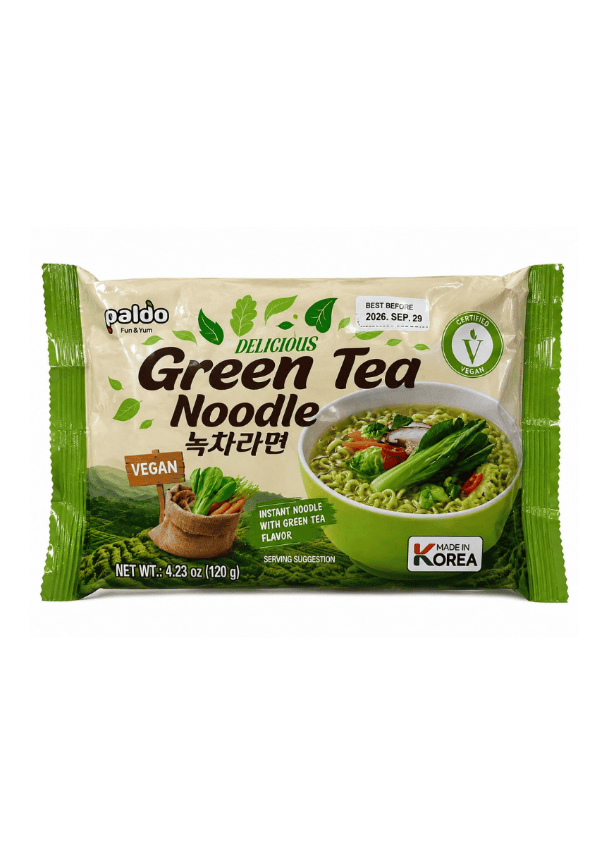 Paldo, Green Tea Noodle, Green Tea Flavor, 120g