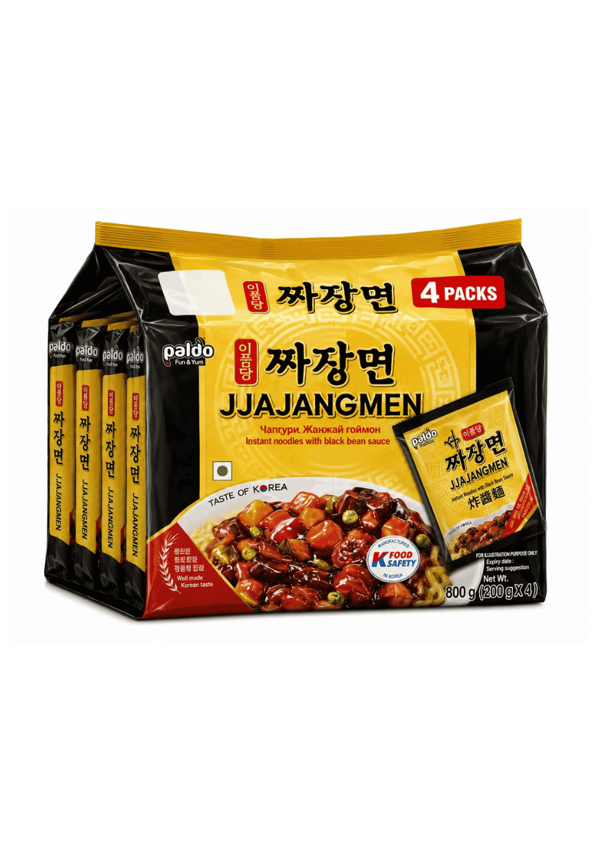 Paldo, Jja Jangmen, Instant Noodles with Black Bean Sauce, 200gx4