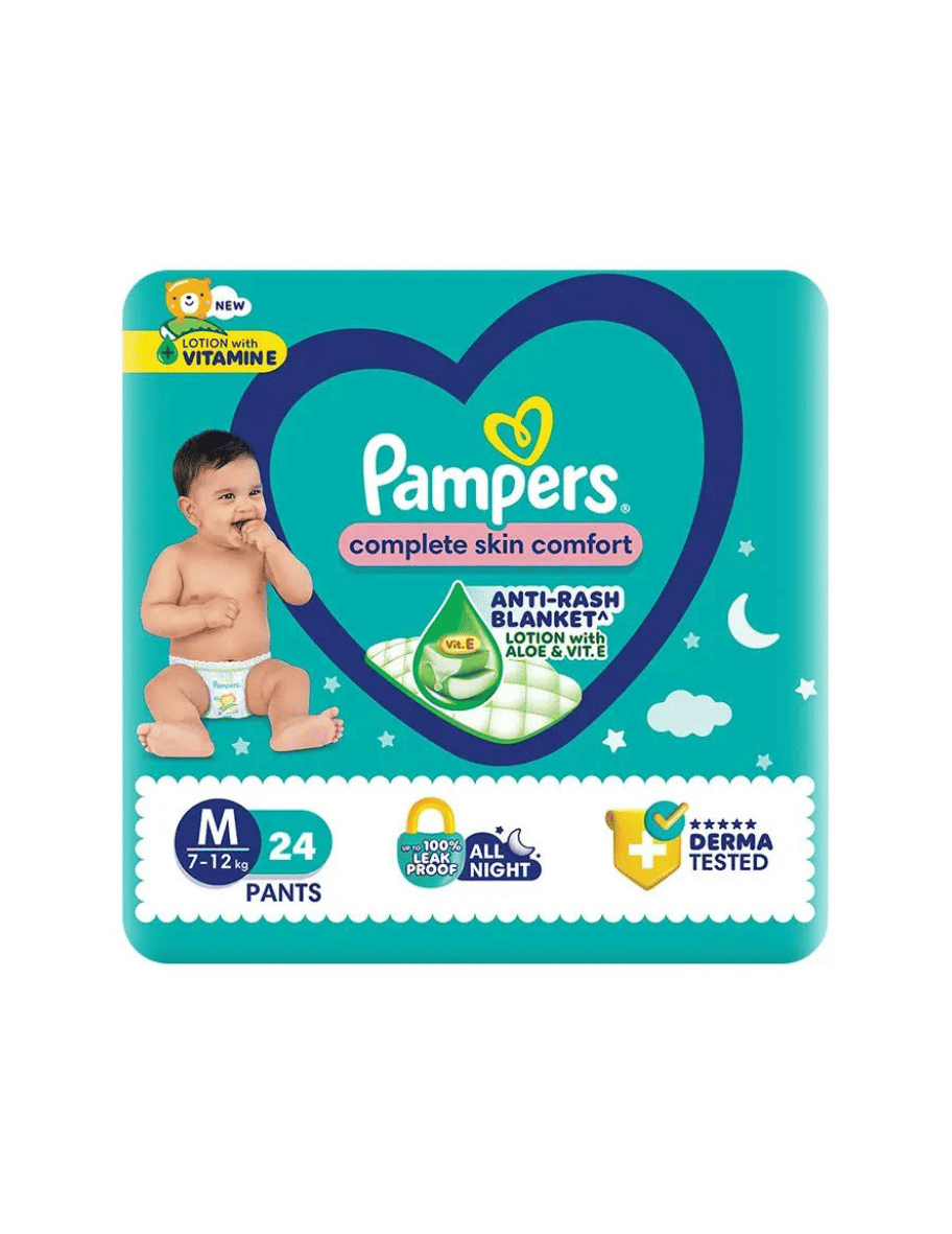 Pampers Anti-Rash Blanket, Lotion with Aloe & VIT.E, Medium 7-12 Kg, 24 Pants