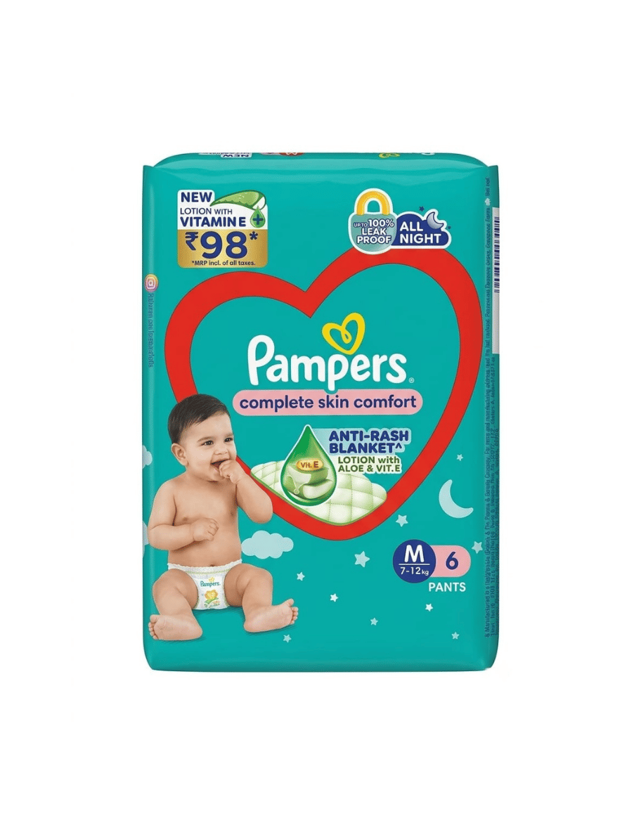 Pampers Anti-Rash Blanket, Lotion with Aloe & VIT.E, Medium 7-12 Kg, 6 Pants
