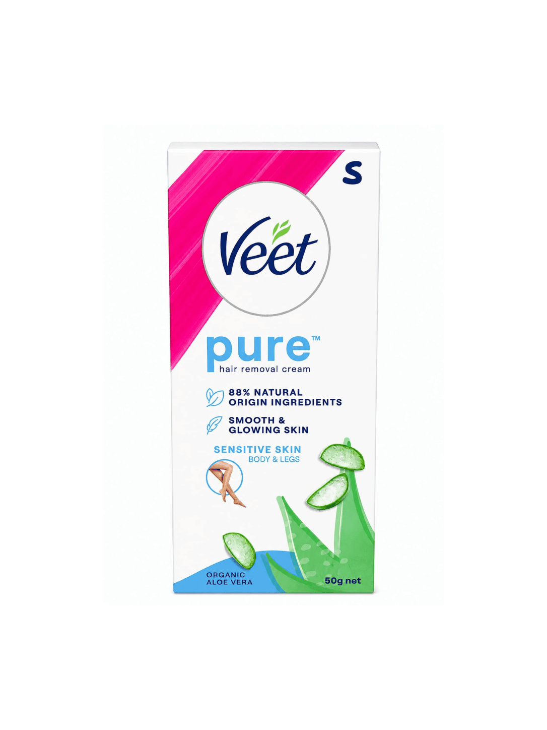 Veet, Pure Hair Removal Cream, Sensitive & Skin, Body & Legs, Aloe Vera, 50g