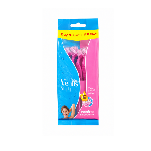 Gillette Venus Simply Venus 3 Blade Hair Removal Razor - For Women, Buy 4 get 1 Free