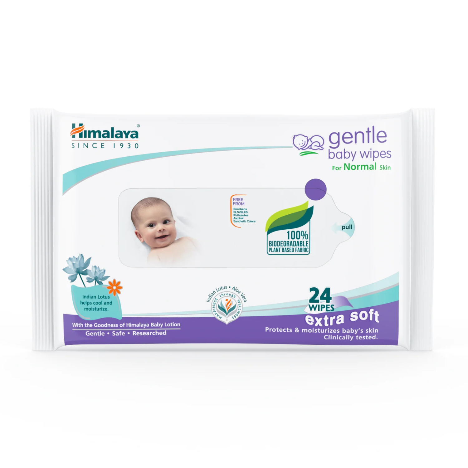 Himalaya Gentle Baby Wipes, For Normal Skin,  24 Wipes