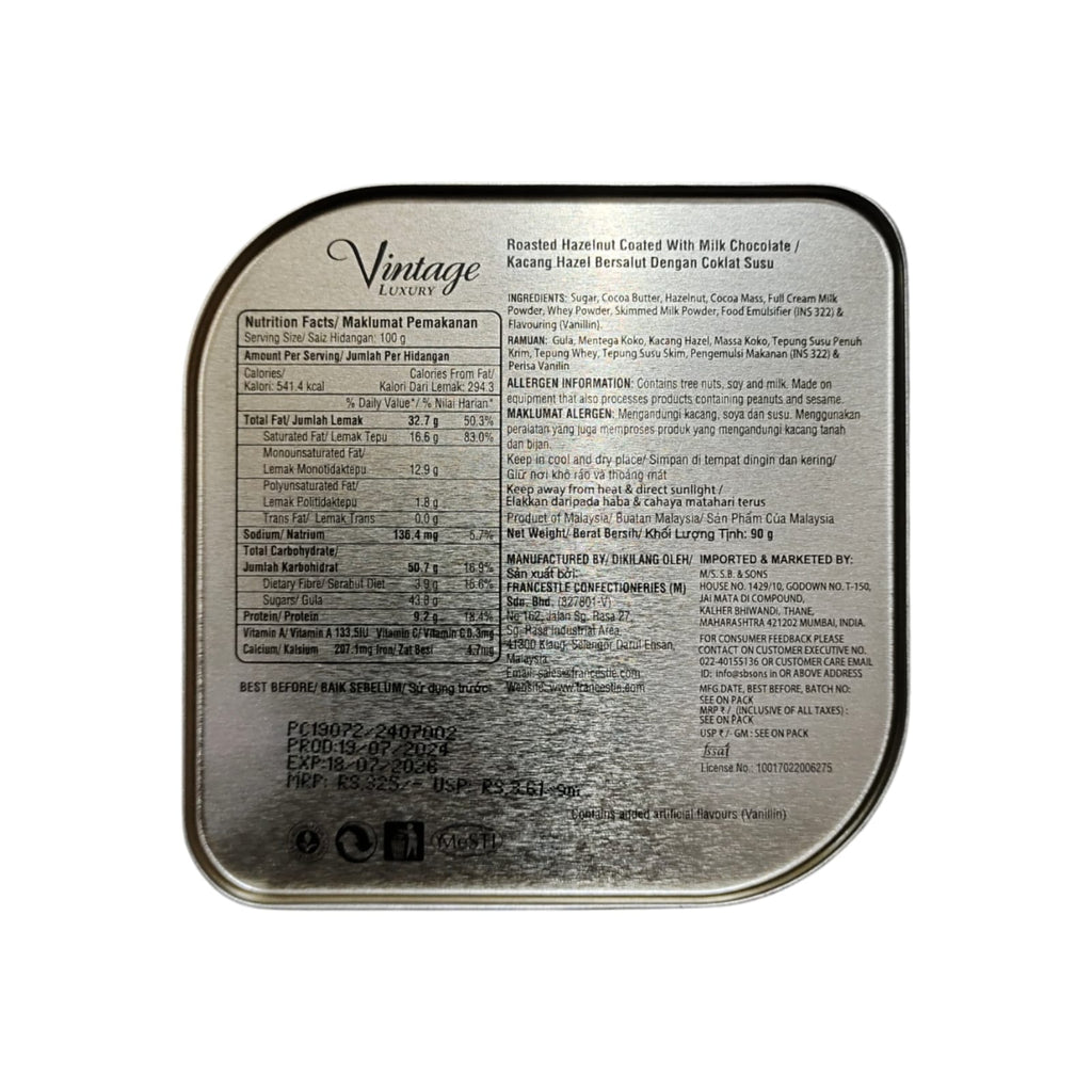 Vintage Luxury, Hazelnut, Milk Chocolate, 90g