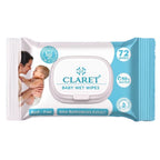 Claret Baby Wet Wipes- Rash Free - Aloe Barbadensis Extract - 72 Wipes