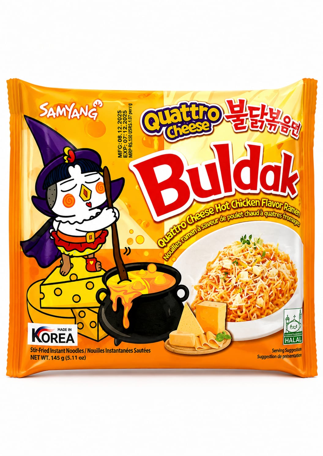 Samyang Buldak Quattro Cheese Hot Chicken Flavor Ramen, 145g