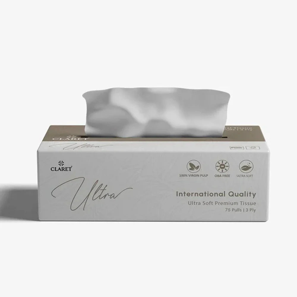 Claret Ultra Bamboo Facial Tissue 75 Pulls, 3 Ply