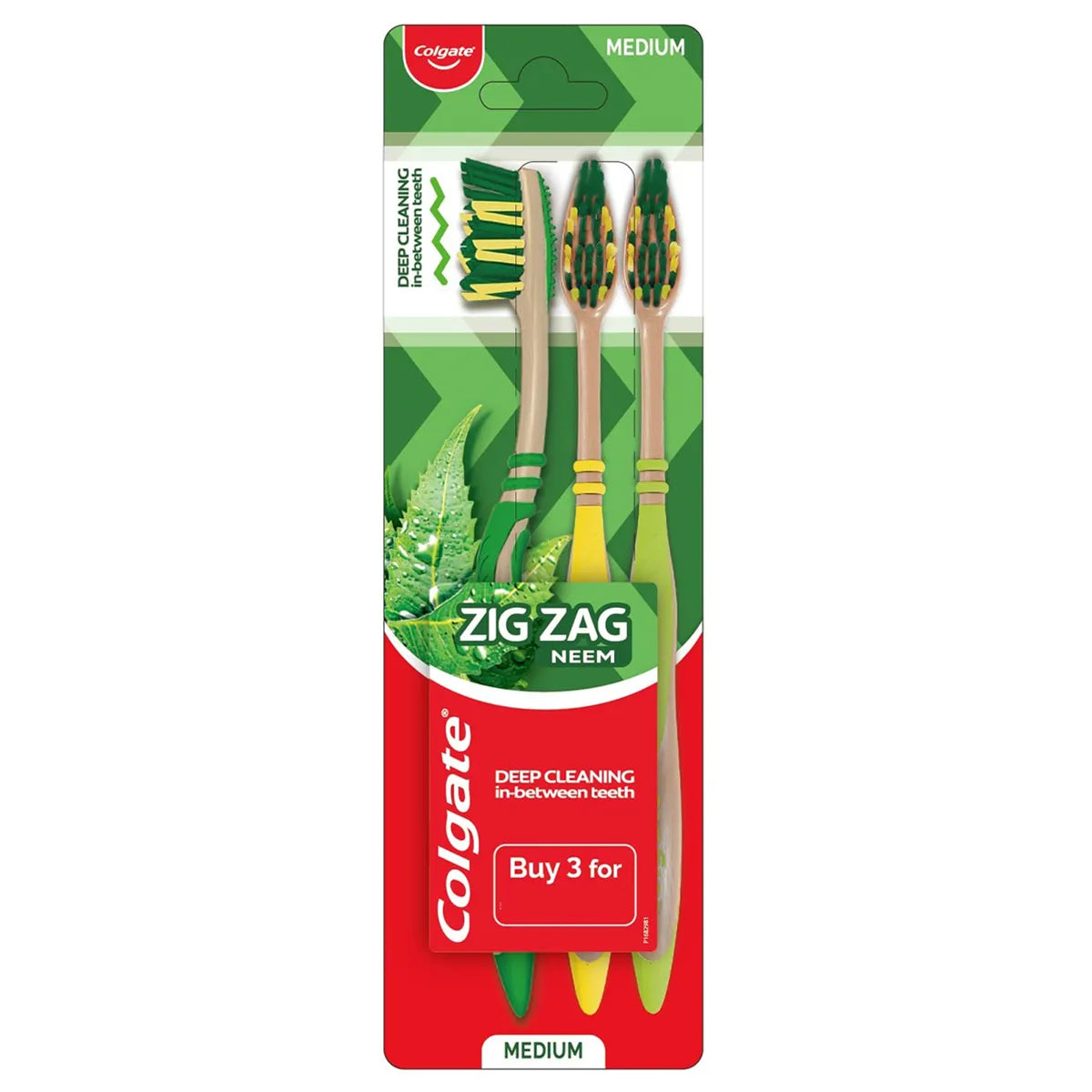 Colgate Zig Zag Neem Deep Cleaning (Medium) Toothbrush 3 pcs