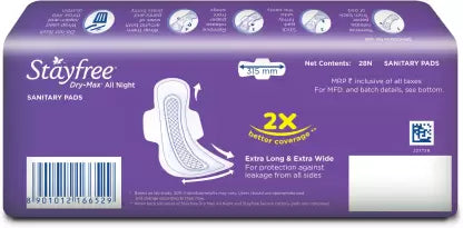 Stayfree Dry Max All Night Ultra-Dry XL, 28 Units