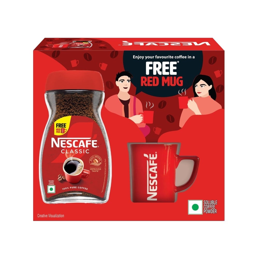 Nescafe Classic Instant Coffee Powder - Free Red Mug