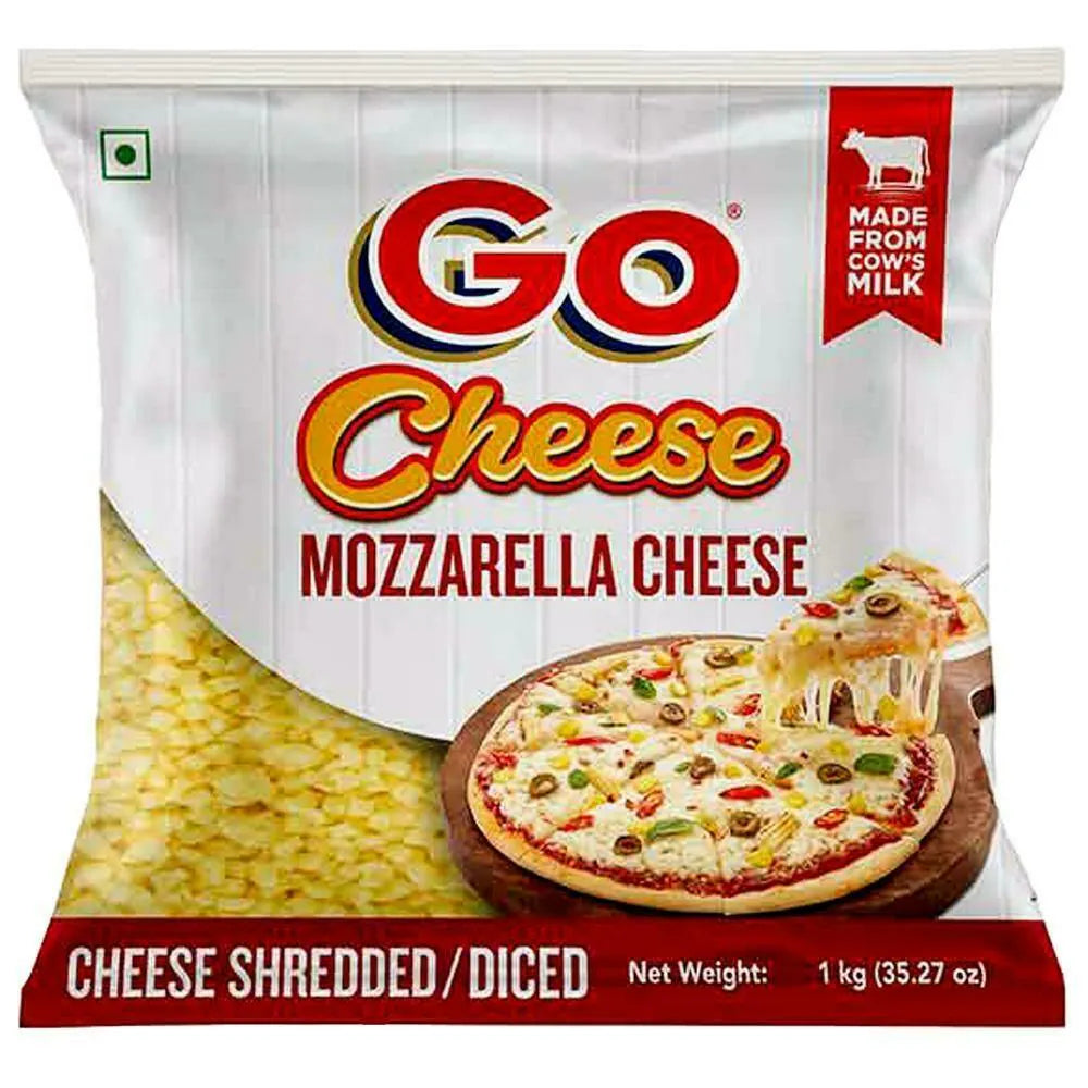 Go Mozzarella Shredded Cheese, 1 kg (Pouch)