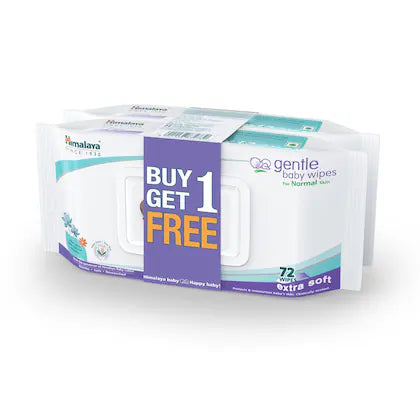Himalaya Gentle Baby Wipes for Normal Skin, 72+72 Wipes (Buy 1 get 1 Free)