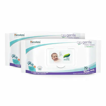 Himalaya Gentle Baby Wipes for Normal Skin, 72+72 Wipes (Buy 1 get 1 Free)