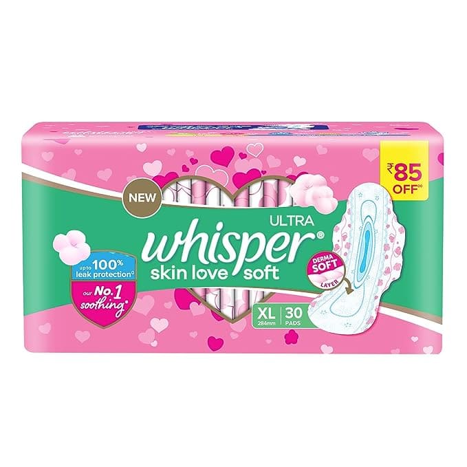 Whisper Ultra Skinlove Soft Sanitary Pads - 30 Pieces (XL)