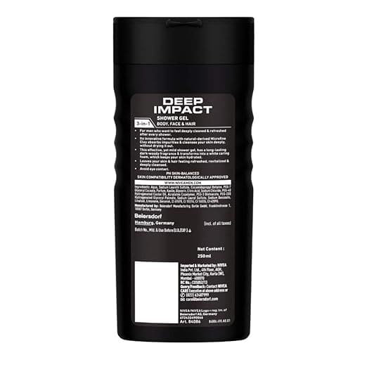 Nivea Men Body Wash, Deep Impact, Shower Gel For Body, 250ml