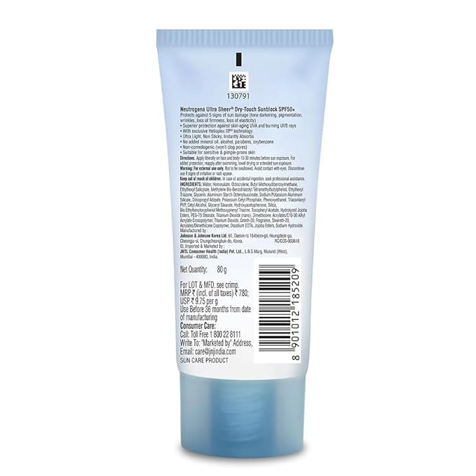 Neutrogena Ultra sheer Sunscreen, SPF 50+, Ultra light, for oily and dry skin, 30ml