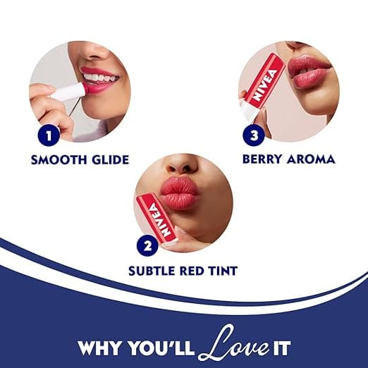 NIVEA Lip Balm, Fruity Blackberry Shine, 4.8g
