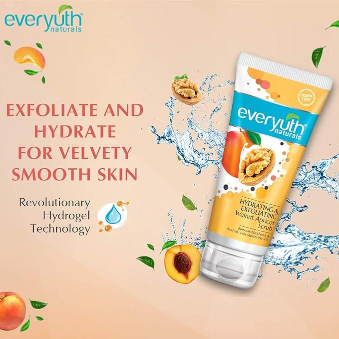 Everyuth Naturals Hydrating & Exfoliating Walnut Apricot Scrub, 100gm, Tube