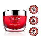 Olay Regenerist Micosculpting Night Cream | Hydrated, Plump, Bouncy Skin | With Hyaluronic Acid, Niacinamide and Peptides | Normal, Oily, Dry, Combination Skin | 50g