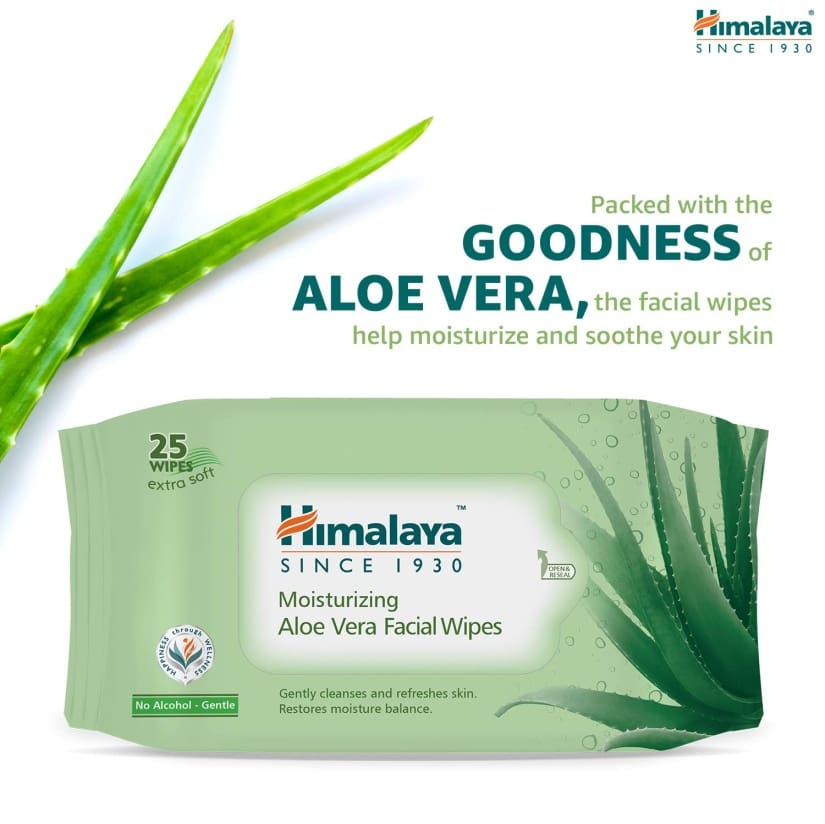 Himalaya Moisturizing Aloe Vera Facial Wipes, 25 Count
