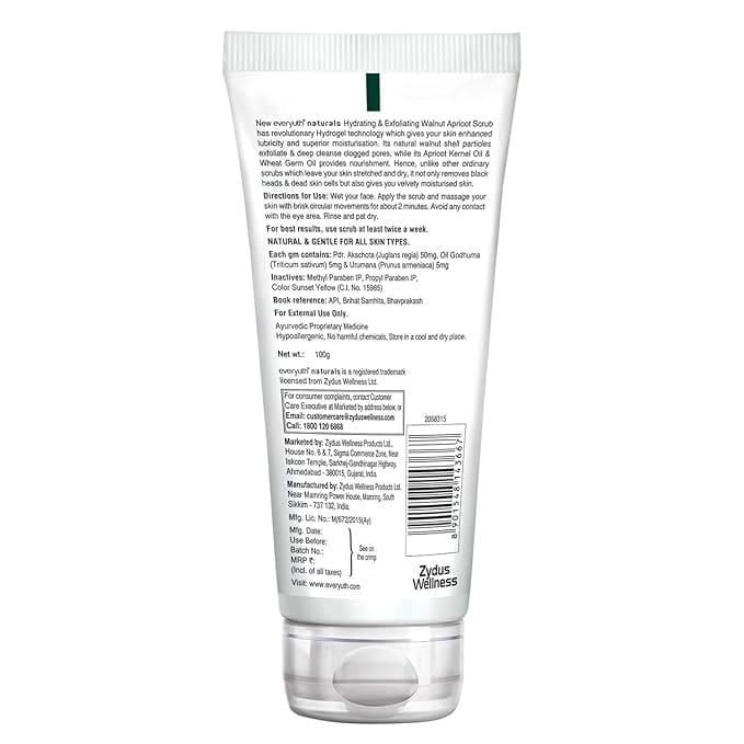 Everyuth Naturals Hydrating & Exfoliating Walnut Apricot Scrub, 100gm, Tube