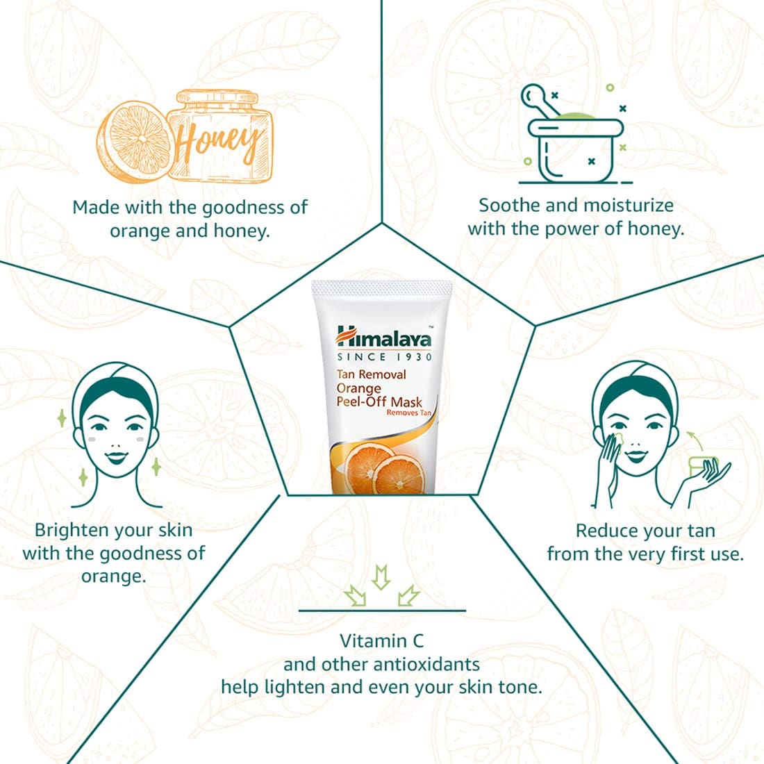 Himalaya Tan Removal Orange Peel-Off Mask, 50G