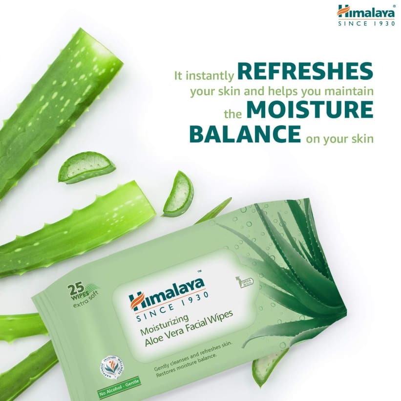 Himalaya Moisturizing Aloe Vera Facial Wipes, 25 Count