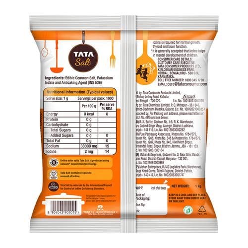 Tata Salt Vacuum Evaporated Iodised Salt -1kg