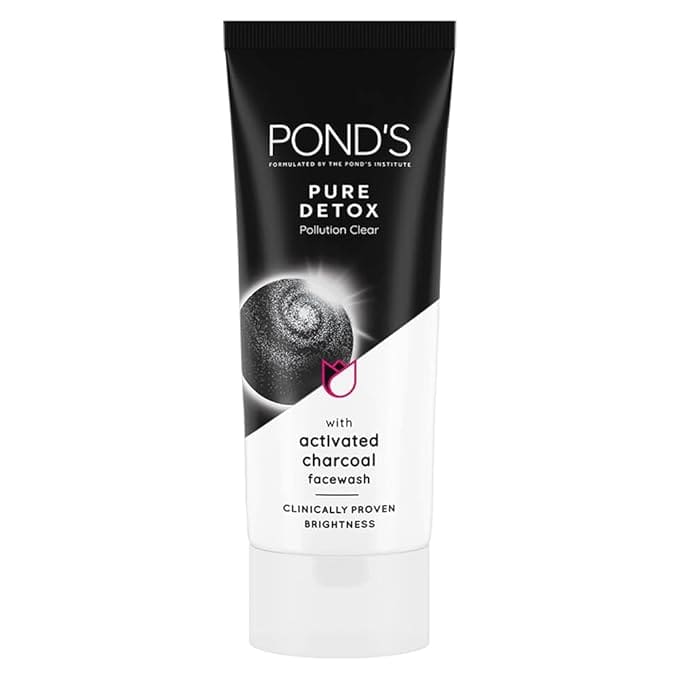 POND'S Pure Detox Face Wash 200 g, Daily Exfoliating & Brightening Cleanser, Deep Cleans Oily Skin - With Activated Charcoal for Fresh, Glowing Skin