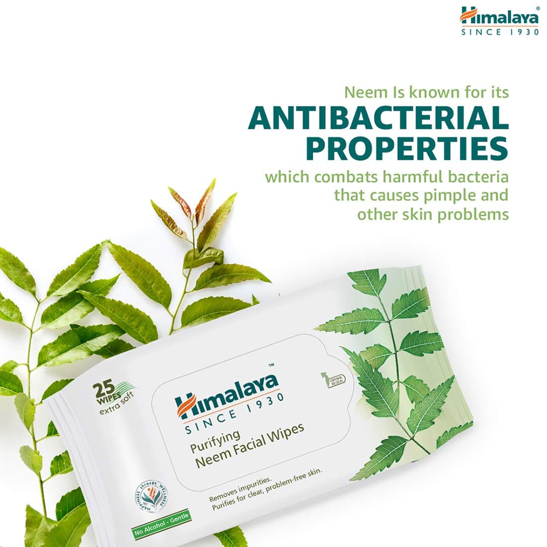 Himalaya Purifying Neem Facial Wipes, 25 Count