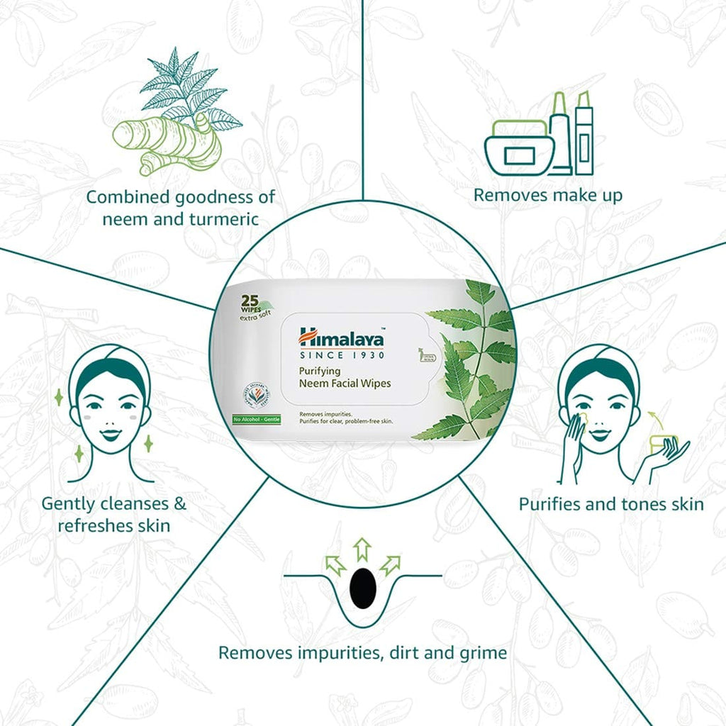 Himalaya Purifying Neem Facial Wipes, 10 Count