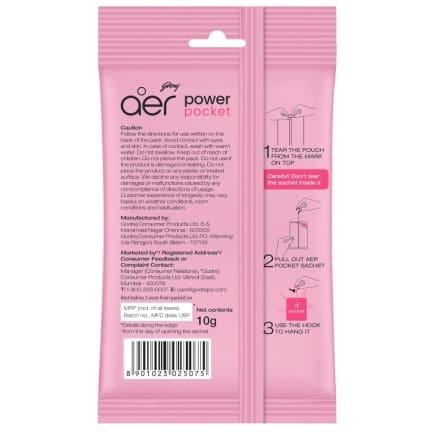 Godrej aer Power Pocket | Bathroom freshener – Rose Fresh Blossom, 10g