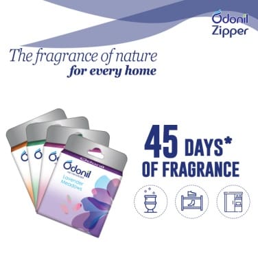 Odonil Bathroom Air Freshener Blocks Mixed Fragrances - 48g (Pack of 4) & Odonil Room Freshening Gelz Lavender Musk 75g