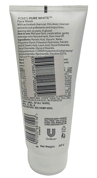 Pond's Pure White Face Wash - Anti Pollution + Purity, 200g Tube