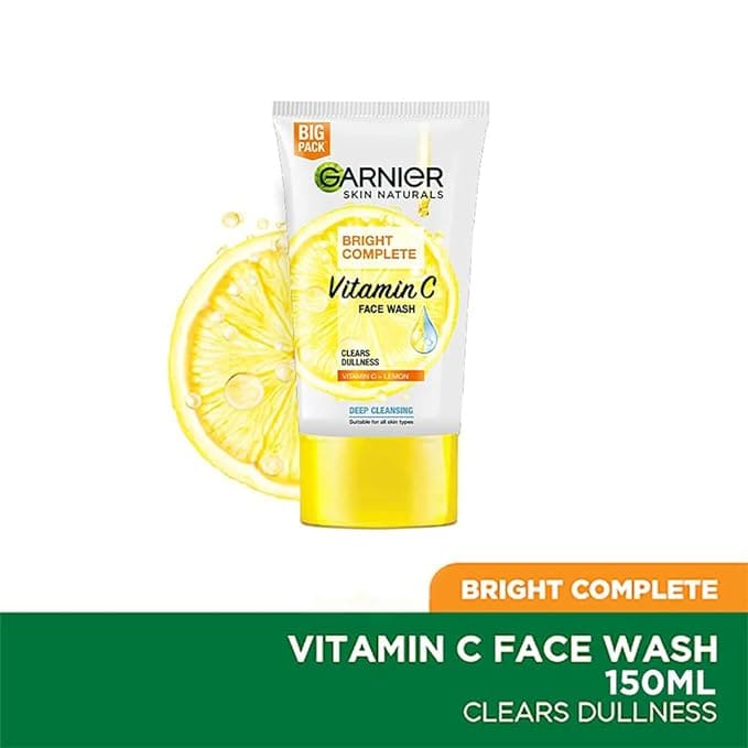 Garnier Skin Naturals Bright Complete Vitamin C Face Wash - Vitamin C Face Wash For Brighter and Glowing Skin - Suitable For all Skin Types, 150g