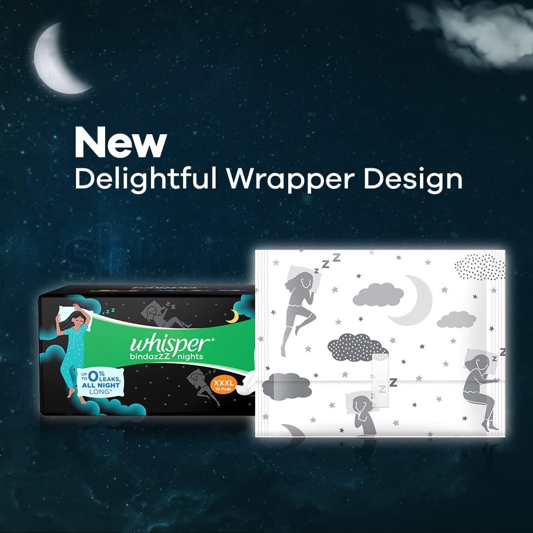 Whisper Sanitary Pads - XXXL Wings, Ultra Nights 10 pcs